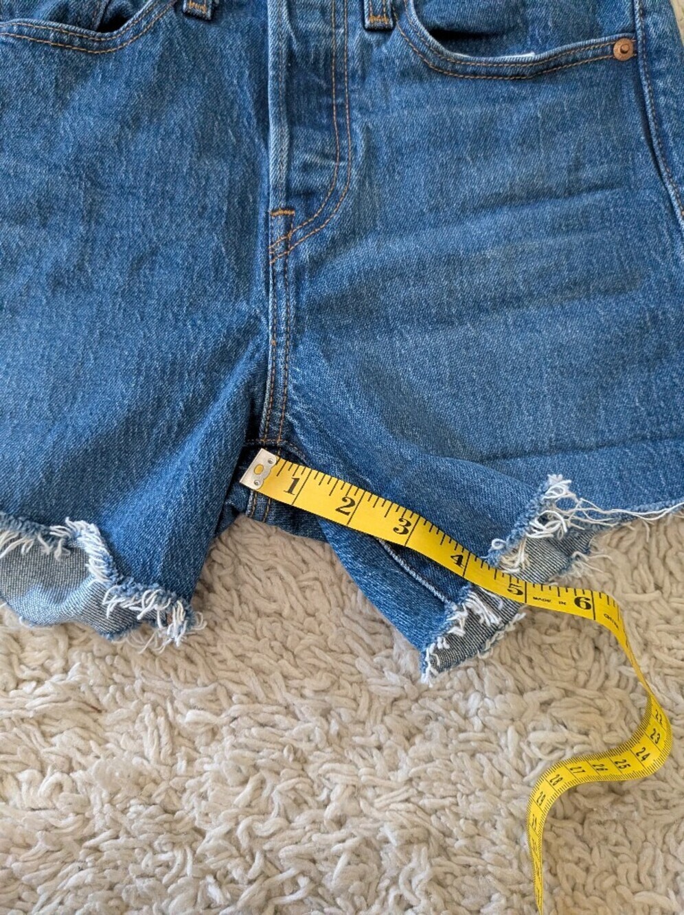 Levi's Big E Wedgie Classic High-Rise Raw-Hem Cutoff Denim Shorts - Picture 11 of 11